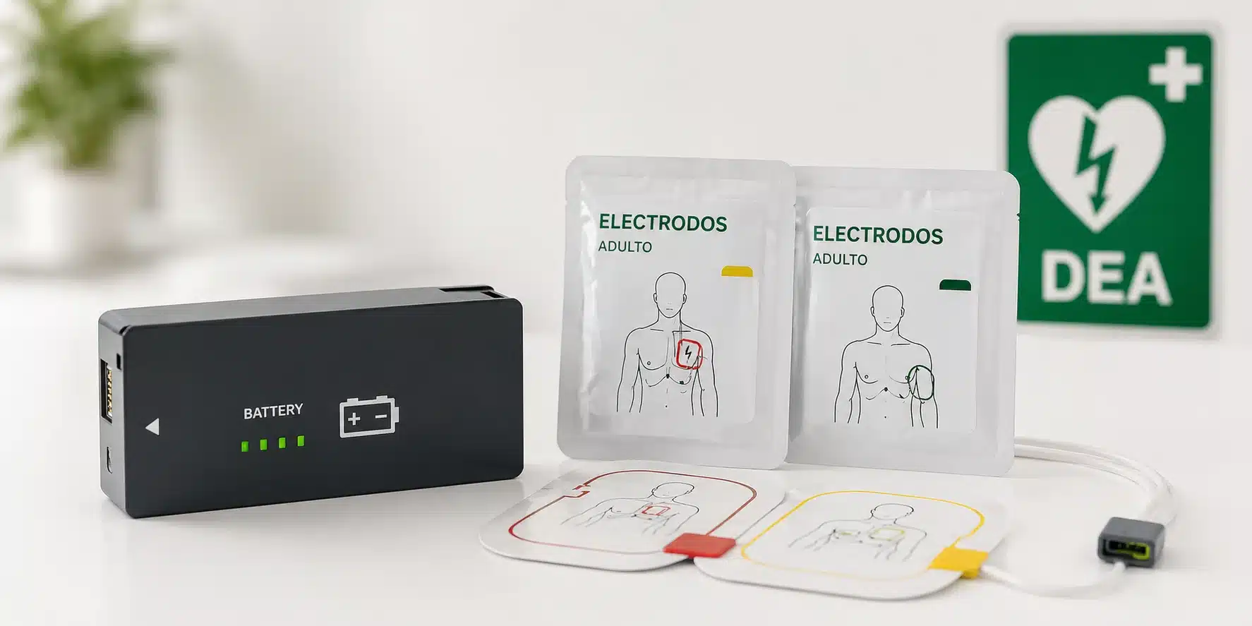 Baterías y electrodos para desfibriladores DEA