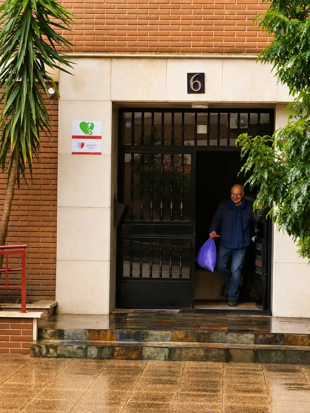 desfibrilador instalado en portal de comunidad de vecinos