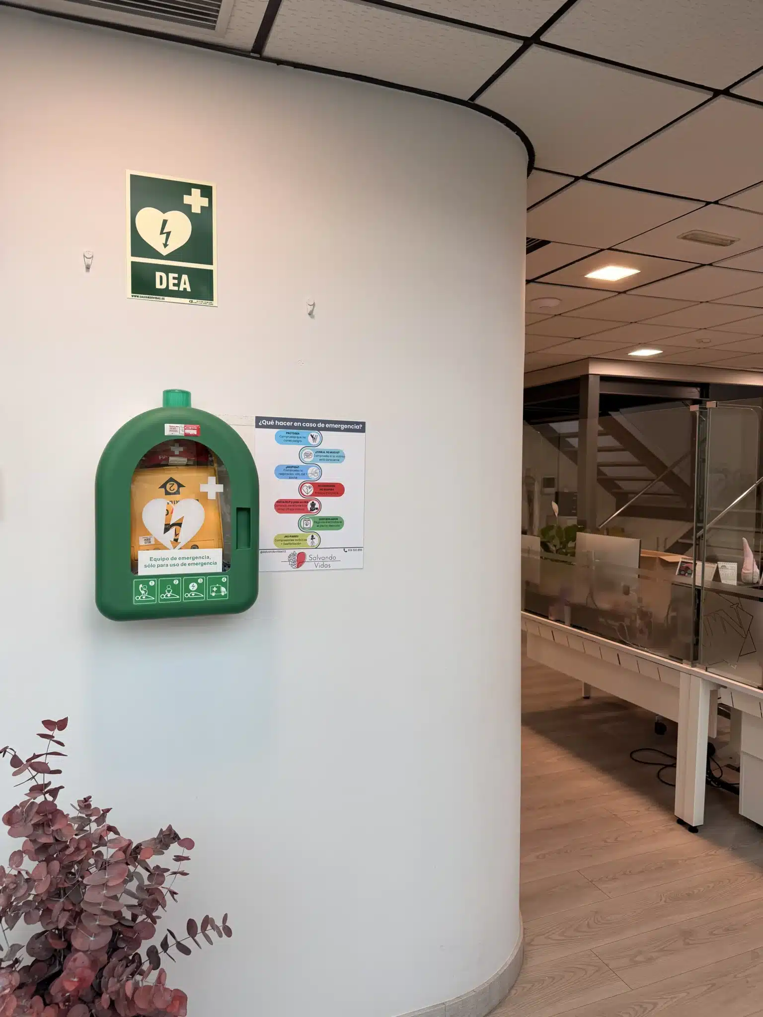 Instalación real de desfibrilador DEA en empresa